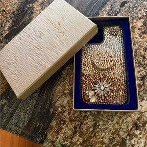 Embellished Crystal Phone Case with Ring Holder - Gold